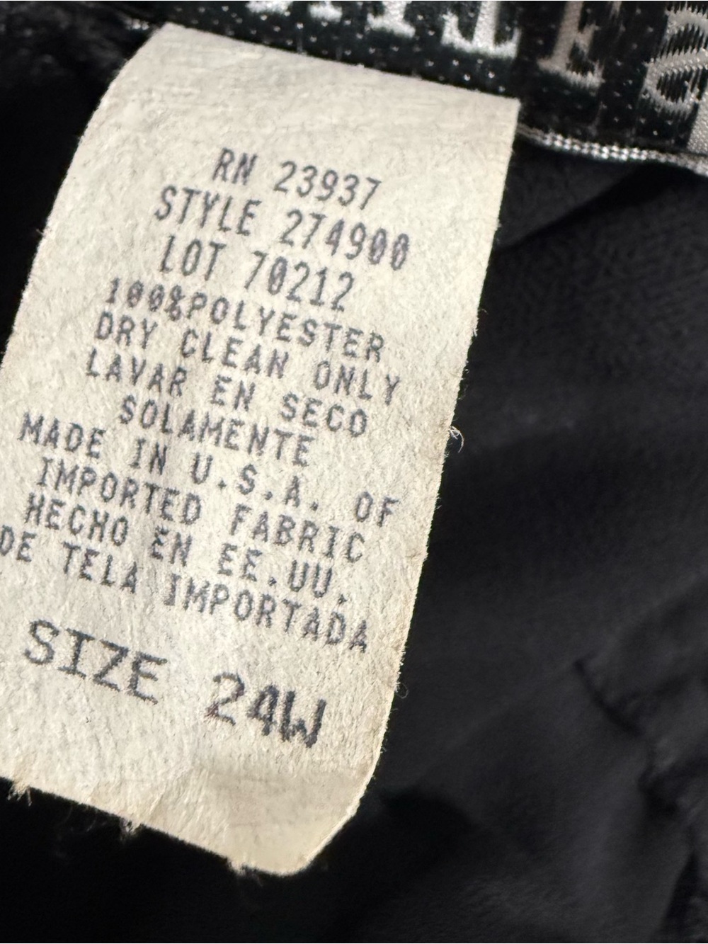 Vintage J.R. Nites Woman Black Polyester Chiffon Overlay Wide Leg Dress Pants 24 - Picture 9 of 9